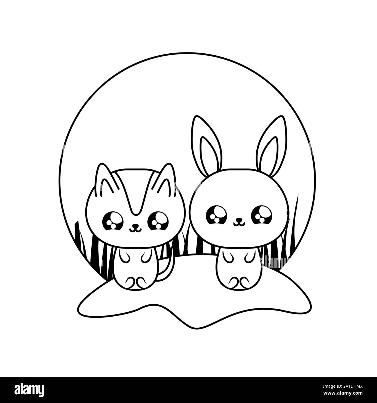 Cute Cat With Rabbit Baby Animals Kawaii Vector Illustration Design Stock Vector Image Art Alamy Cute Cat With Rabbit Baby Animals Kawaii Vector Illustration Design Stock Vector Image Art Alamy