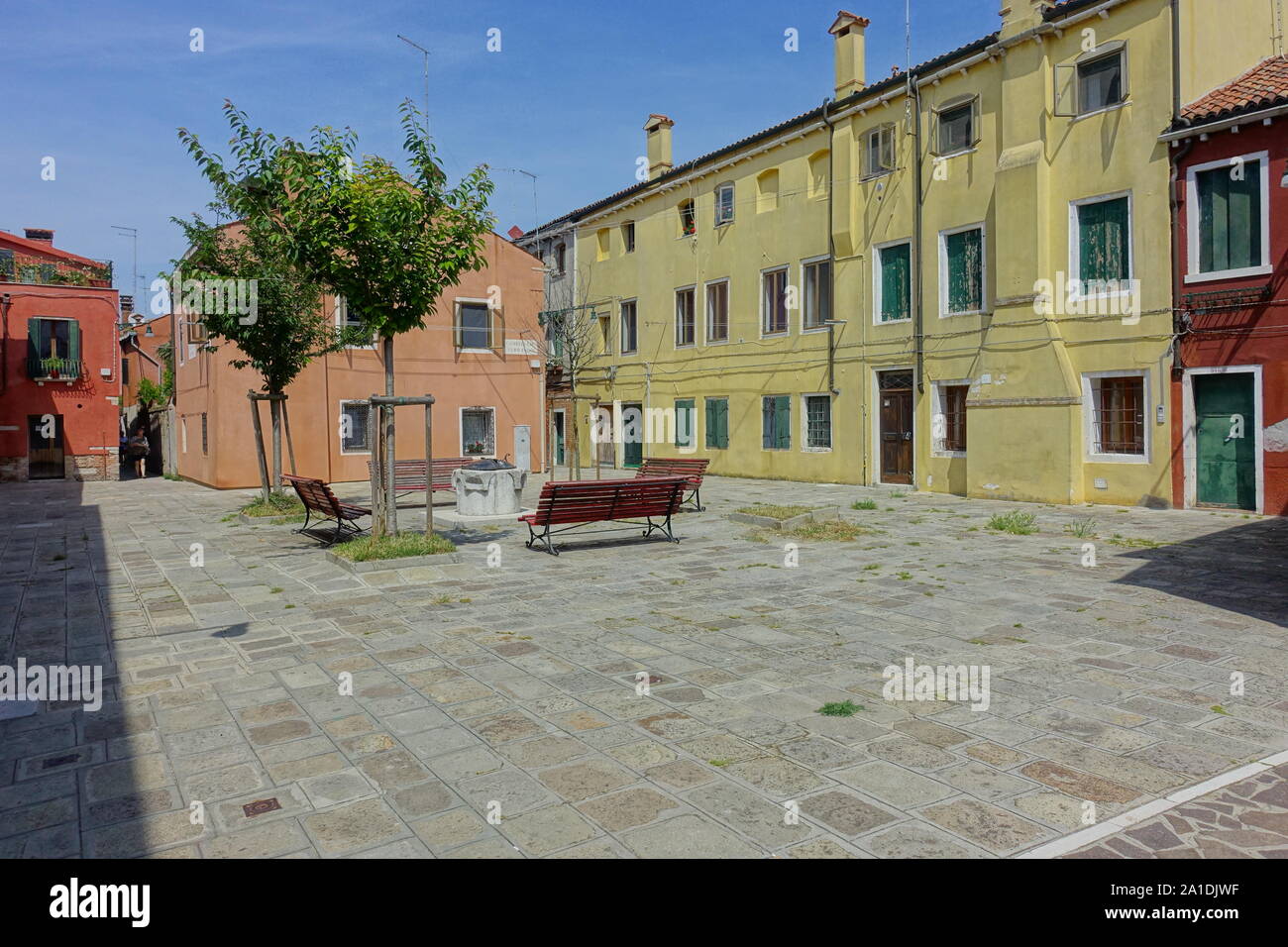 Vendig, ruhiger Platz in Giudecca - Venice, Peaceful Square at Giudecca Stock Photo