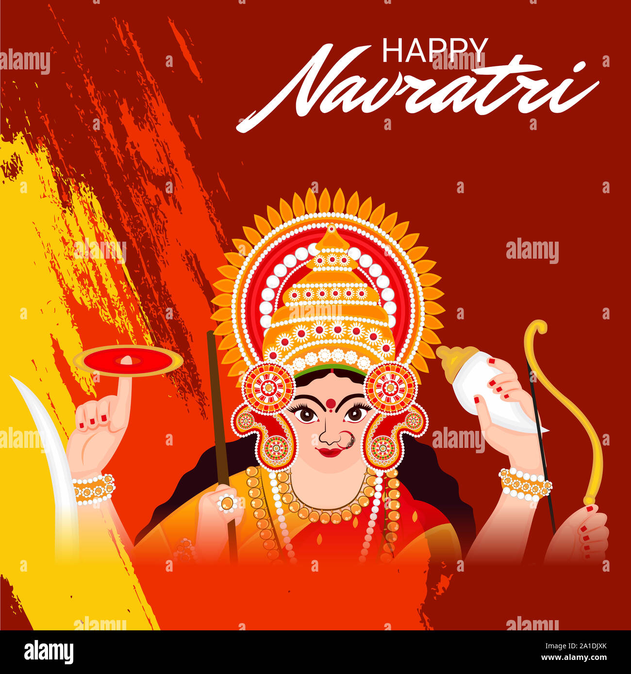 Vector Illustration Of Happy Navratri Celebration Abstract ...