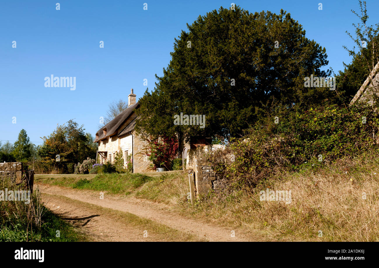 View from the public footpath through Lower Lemington village, Gloucestershire, England, UK Stock Photo