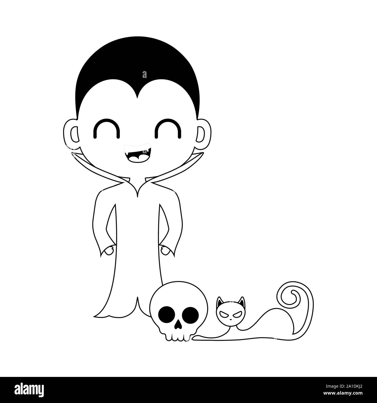 Vampire Boy Illustration Clipart for Halloween Designs