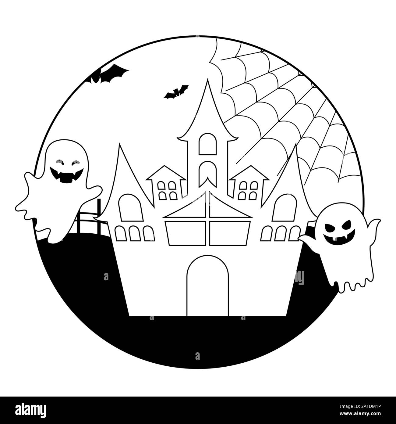 scene of scary halloween castle vector illustration design Stock Vector ...