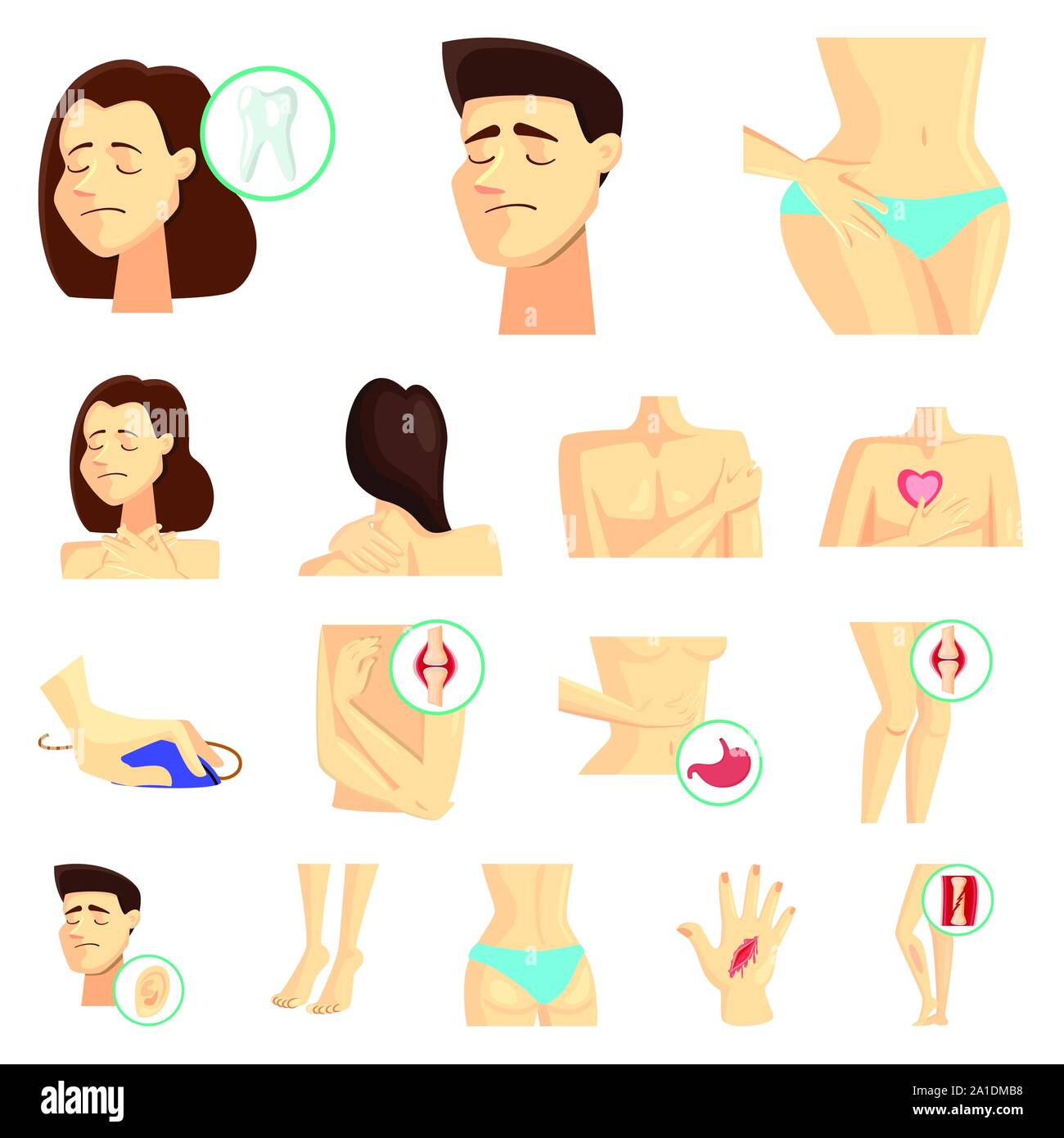 Vector design of pain and disease icon. Set of pain and injury stock ...