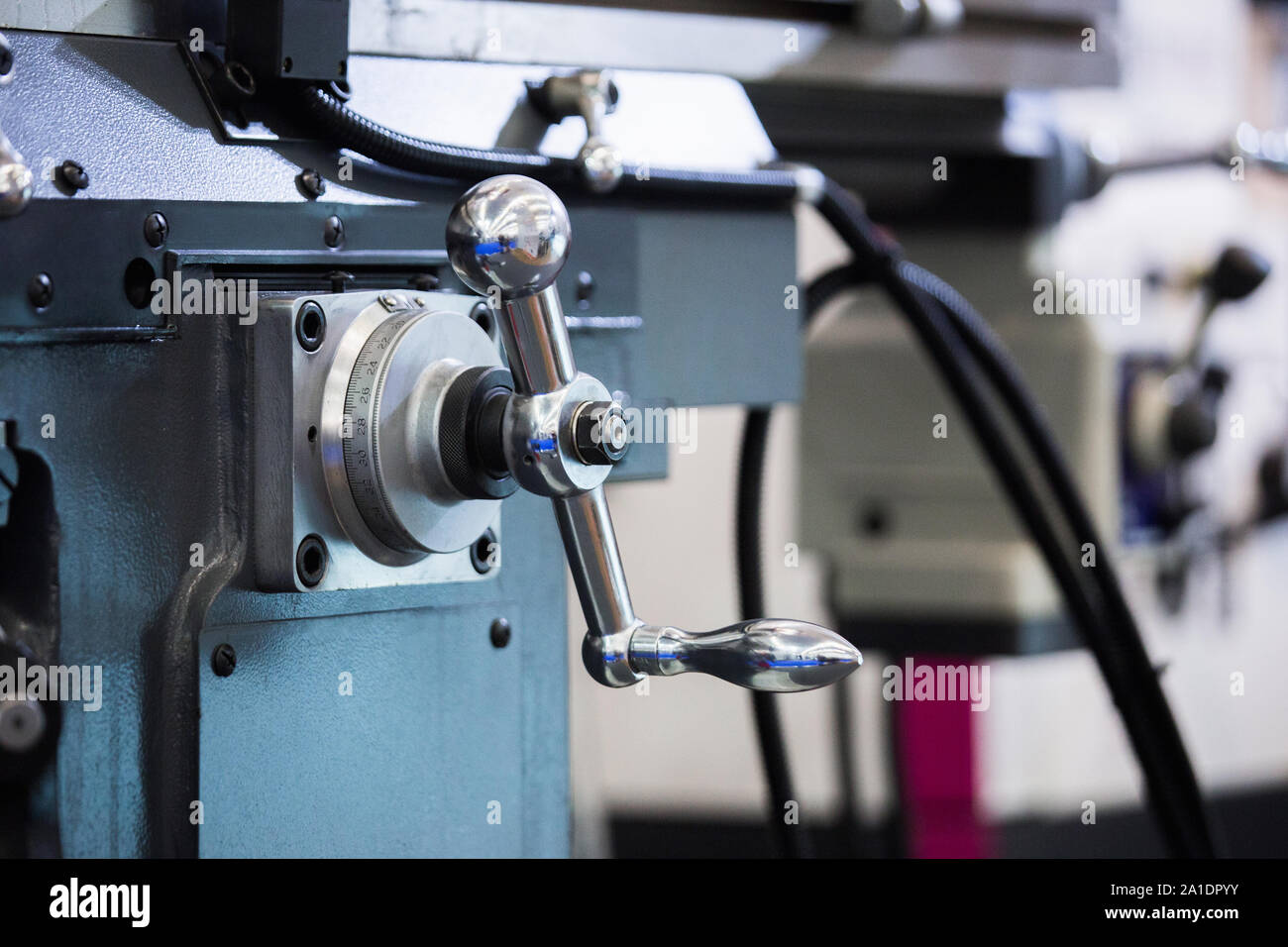 Automatic machine for drilling metal. Modern automated factory Stock Photo