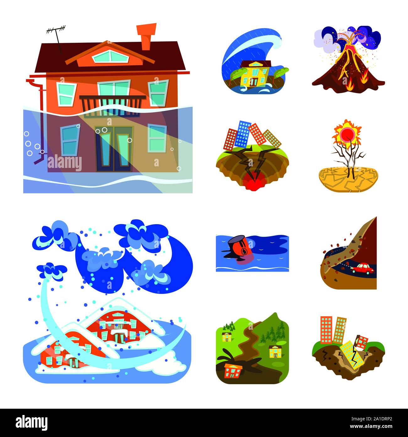 Isolated object of cataclysm and disaster logo. Collection of cataclysm ...