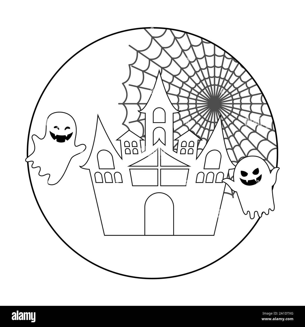 scene of scary halloween castle vector illustration design Stock Vector