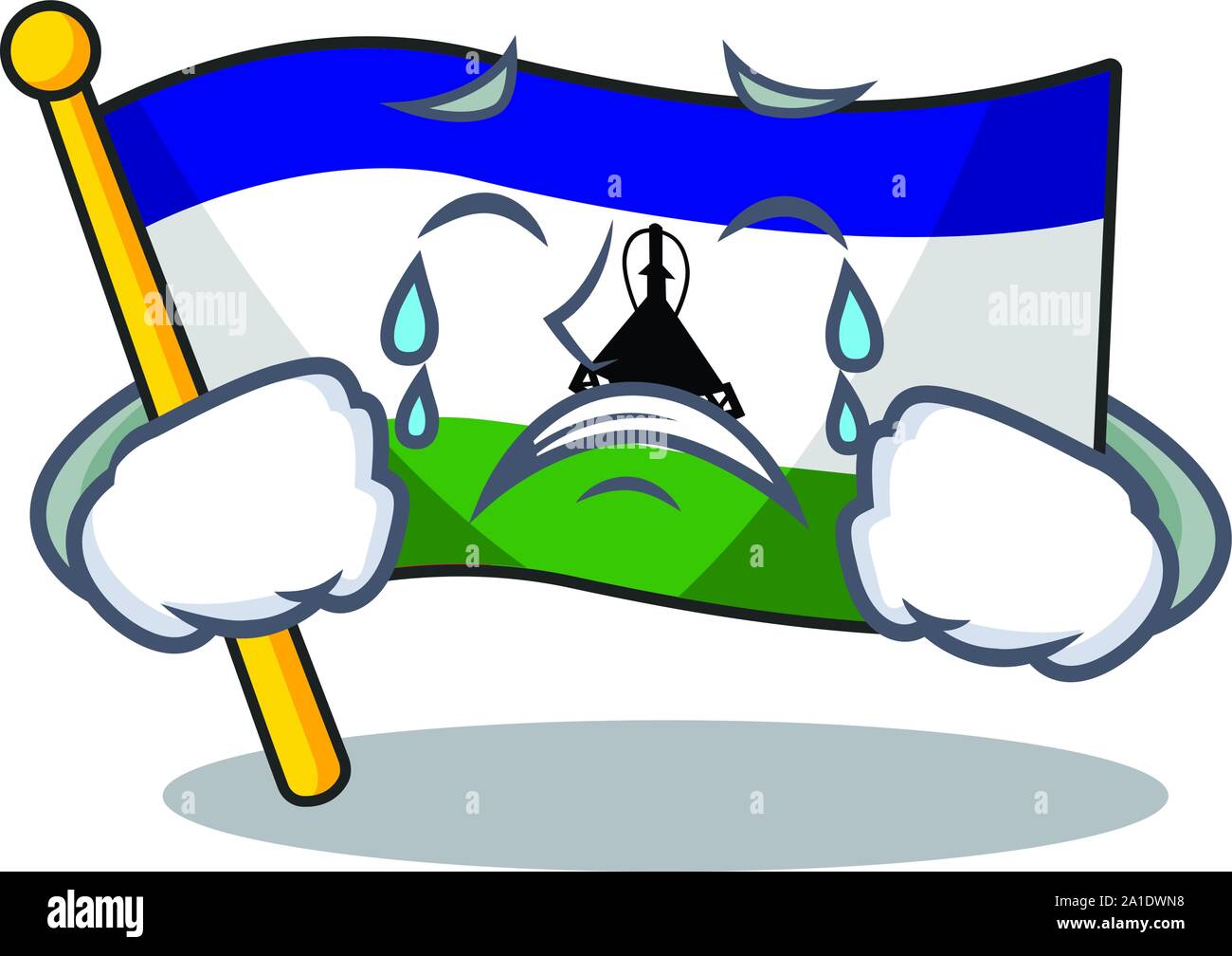 Crying flag lesotho isolated in the character Stock Vector