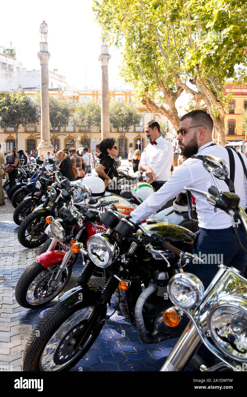 Seville, Andalusia, Spain - Distinguished Gentleman's Ride. Stock Photo