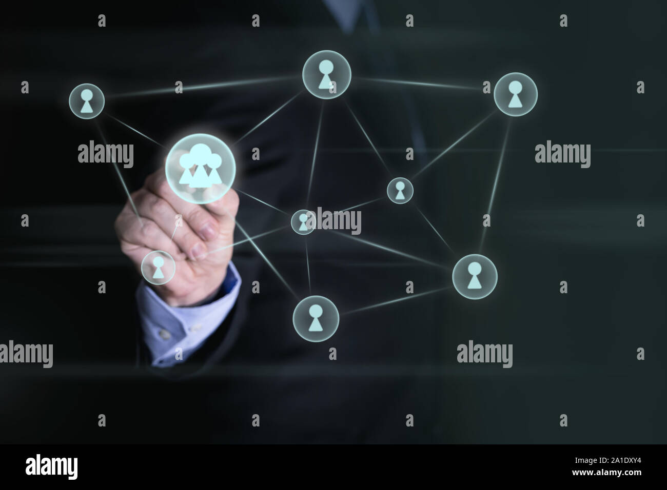 Concept network and global networking with icons on a touchscreen Stock ...