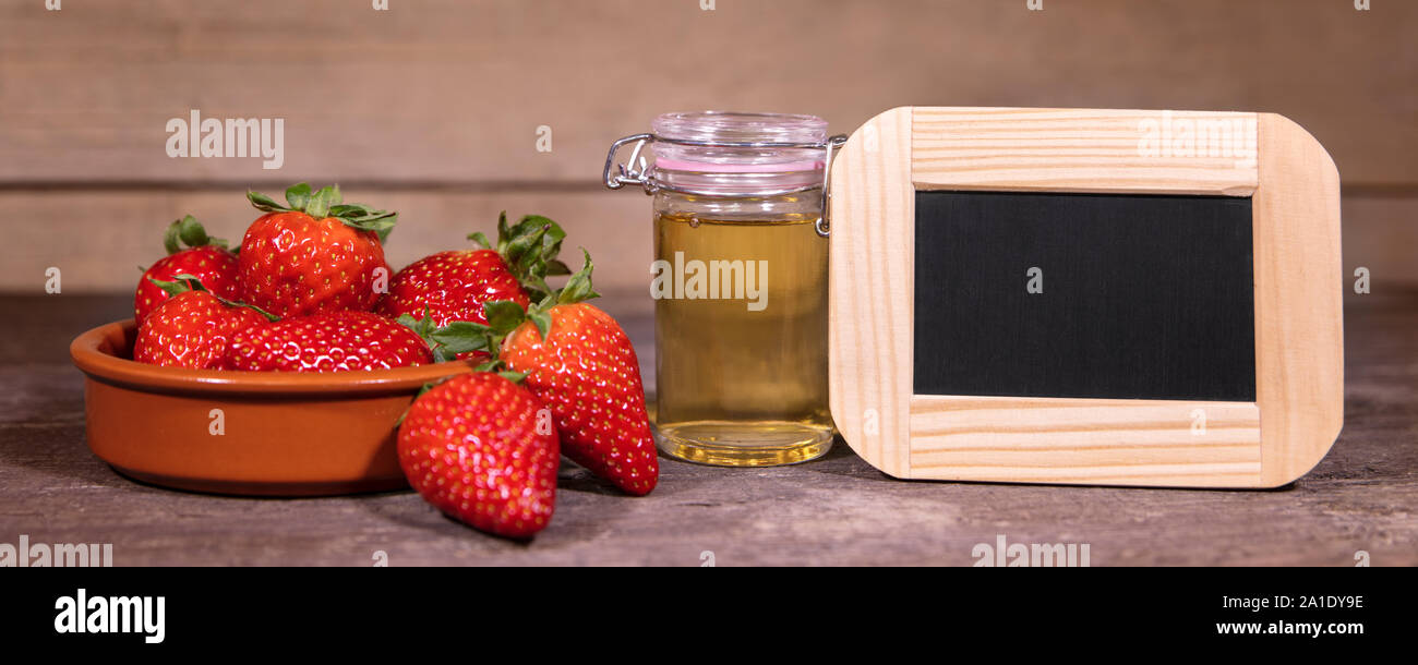 Strawberries, vinegar and a slate, Shrub and Sirup for Drinks