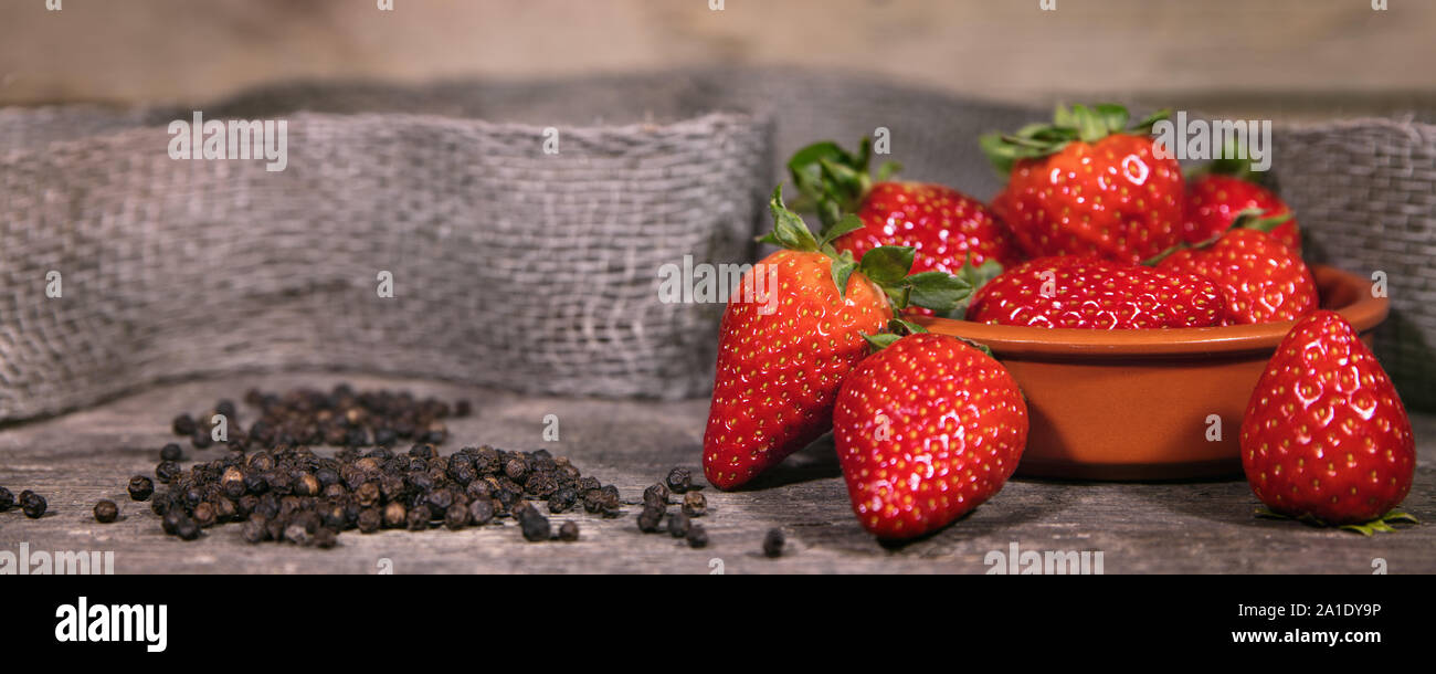 Pepper and Strawberries, Food trend with swavory Taste, Header Stock ...