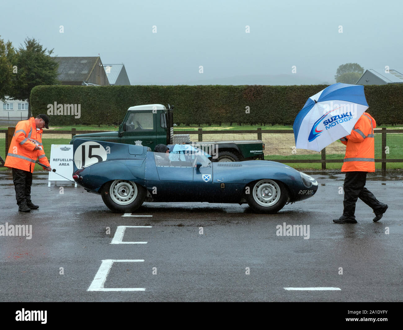 1956 Jaguar D Type Long Nose at Noise test at the Veloce Charity Track day at Goodwood 25/9/19 Stock Photo