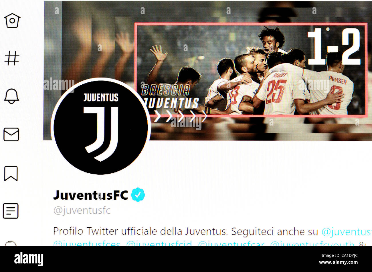 Twitter page (Sept 2019) Juventus FC Stock Photo