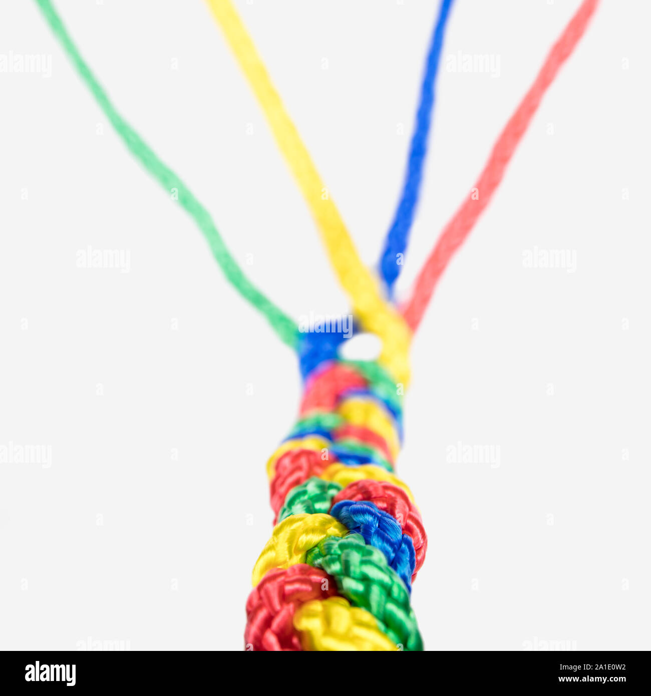 concept connection, Teamwork and collaboration, colorful ropes are connected Stock Photo