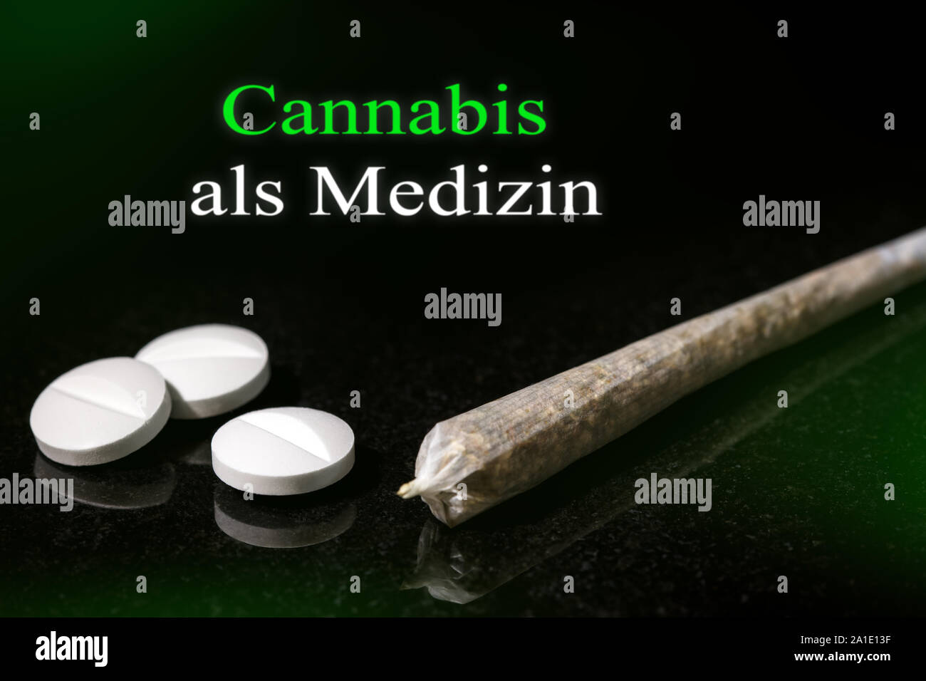 New Law in Germany, Cannabis is legal medicine for Patients, german text Cannabis als Medizin, which means cannabis as medicine Stock Photo