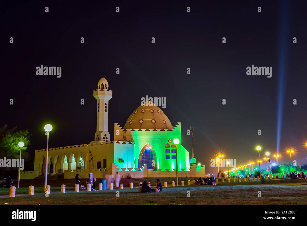 Beautiful Al Khobar Corniche Mosque night view - Saudi Arabia Stock Photo