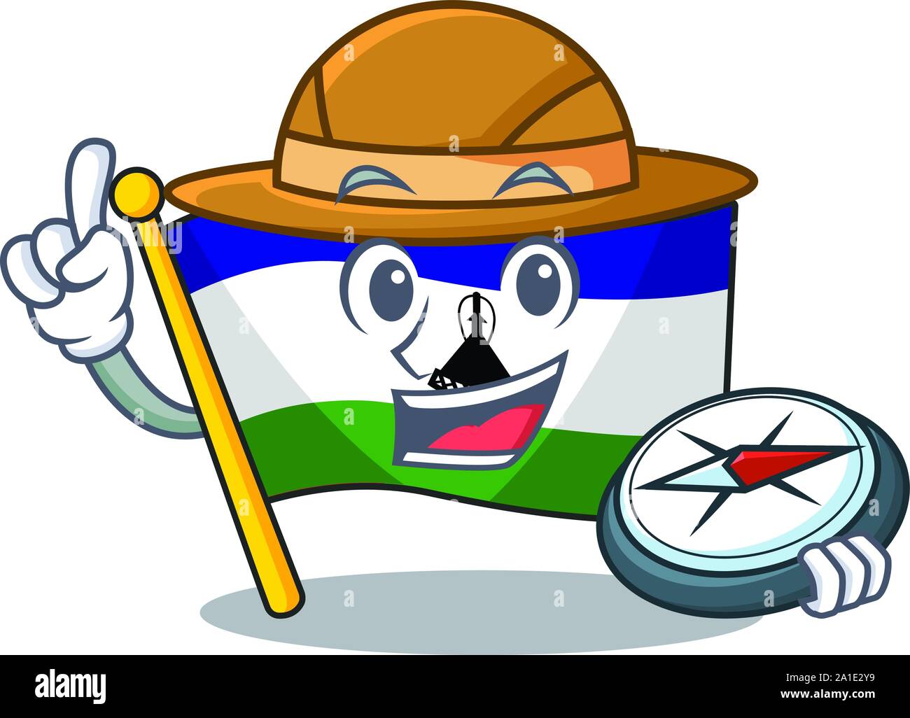 Explorer flag lesotho isolated in the character Stock Vector