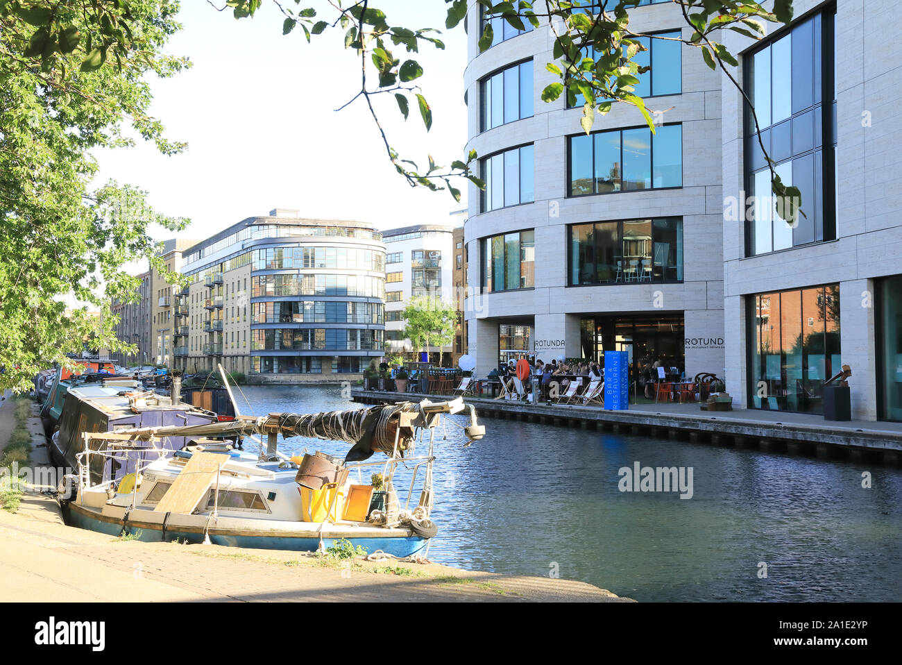 Regents Canal by Kings Place near Kings Cross, north London, UK Stock Photo