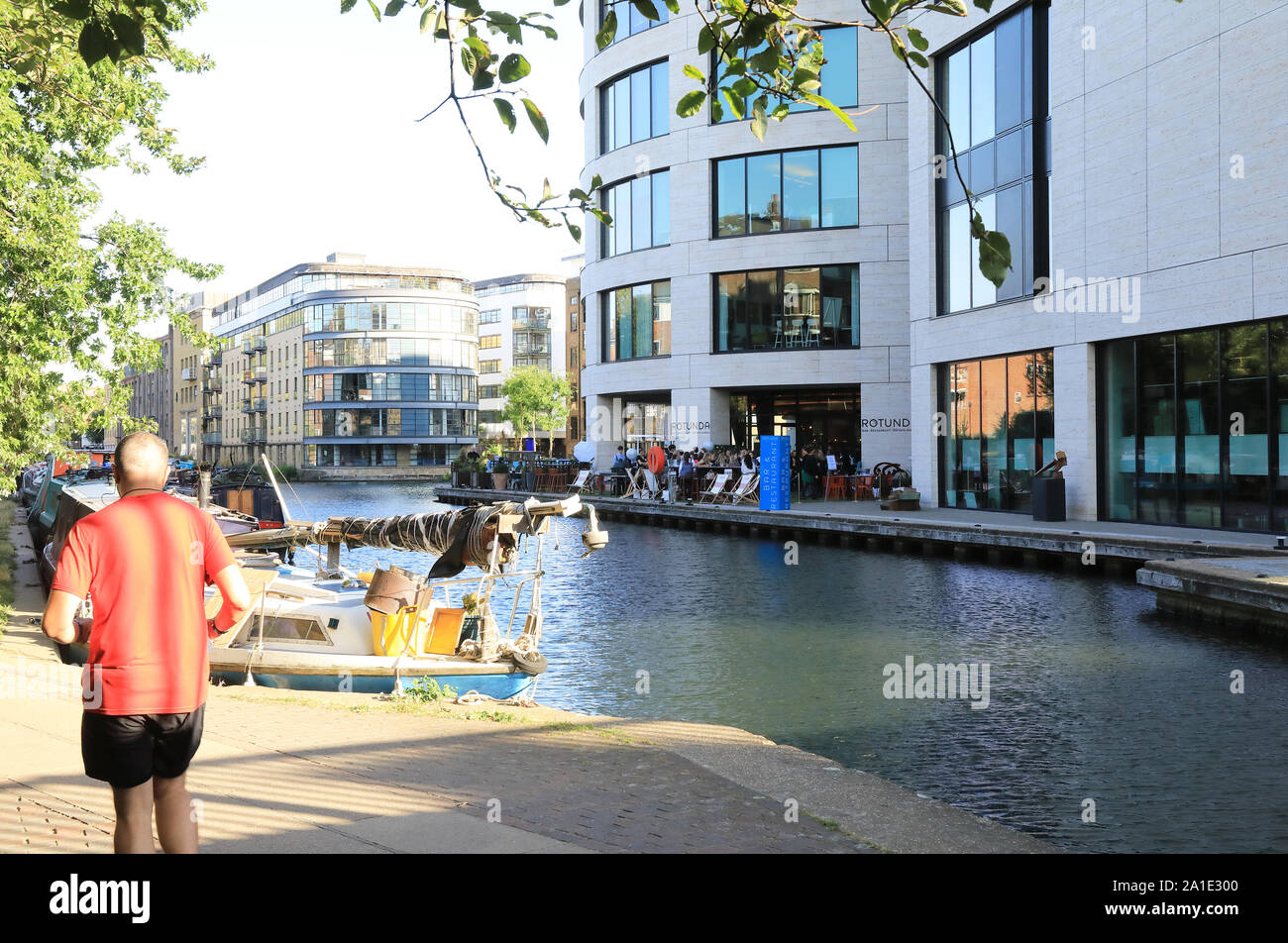 Regents Canal by Kings Place near Kings Cross, north London, UK Stock Photo