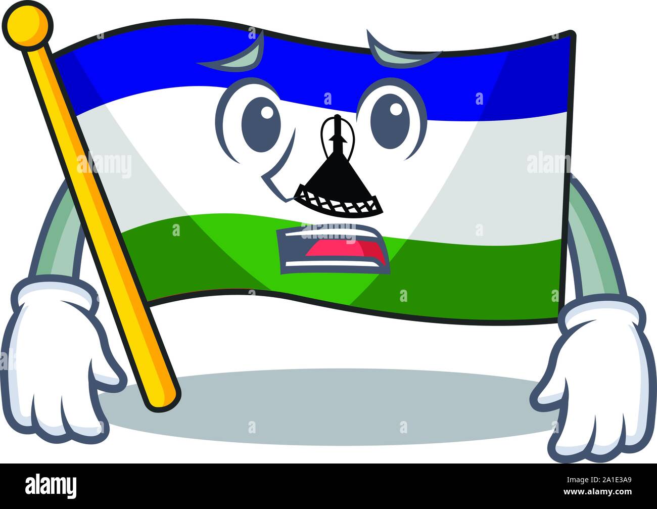 Afraid flag lesotho isolated in the character Stock Vector