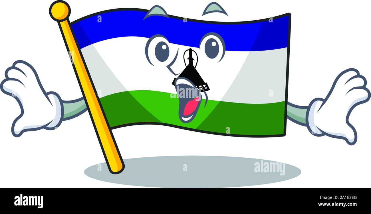 Surprised flag lesotho isolated in the character Stock Vector
