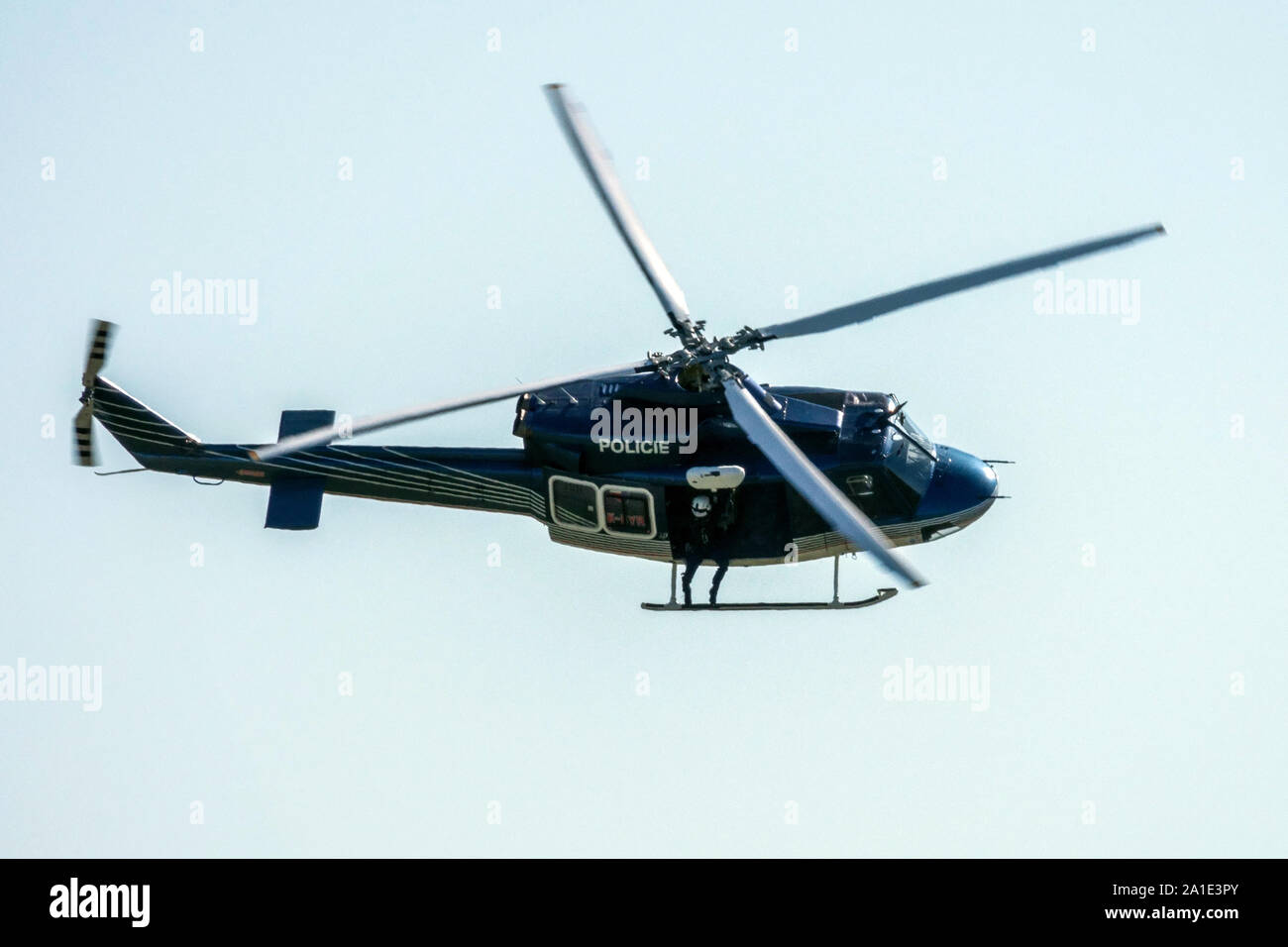 Czech Police Helicopter Bell 412 Stock Photo