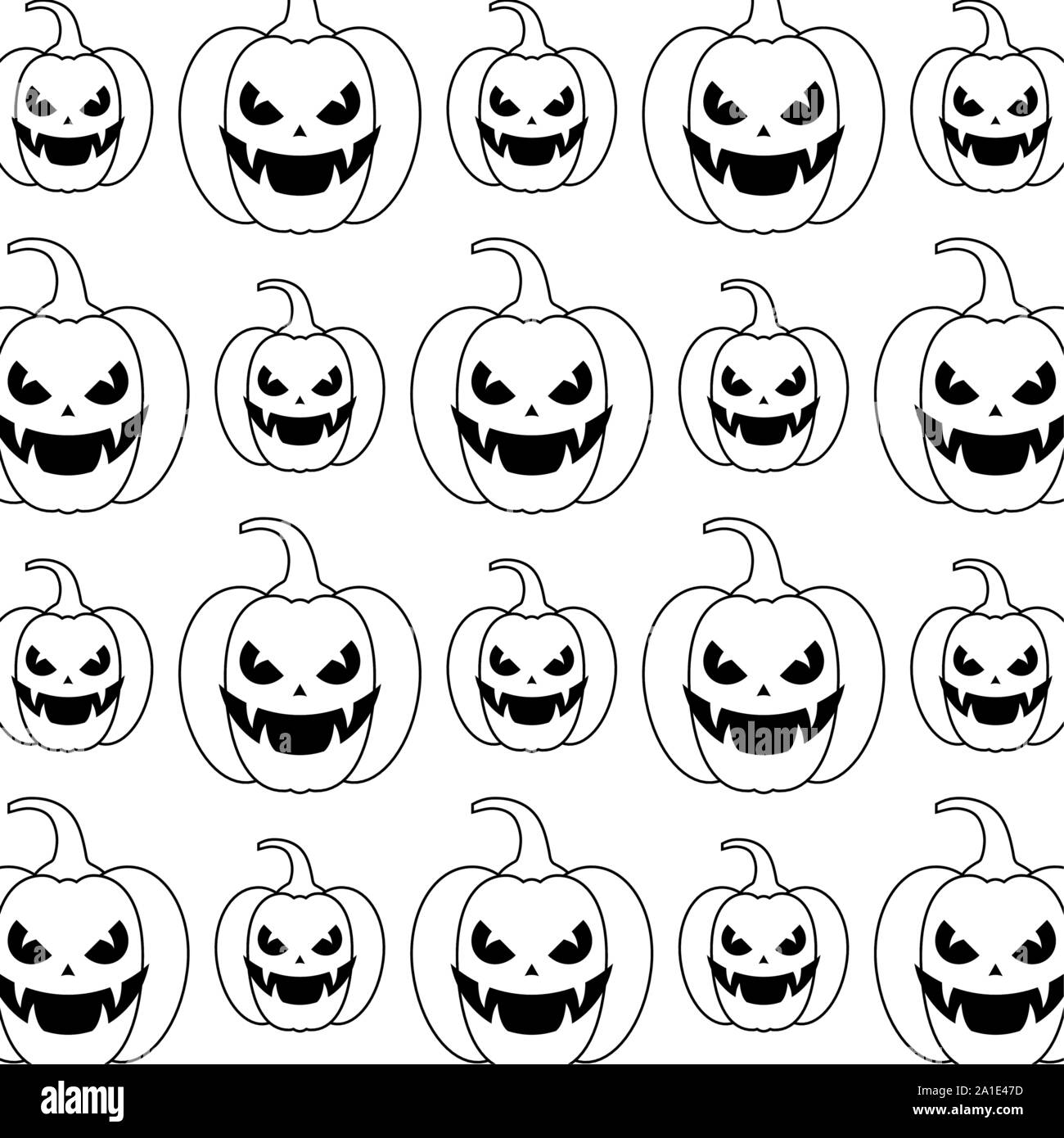 pattern of halloween pumpkin with scary face vector illustration design ...
