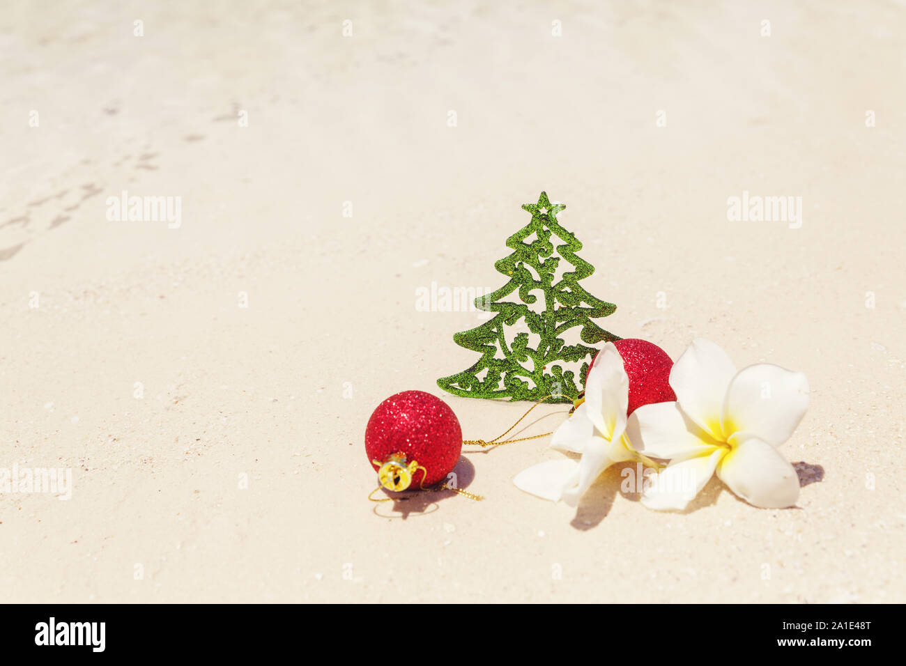 Simple Christmas Decoration As A Small Green Tree Red Ball And