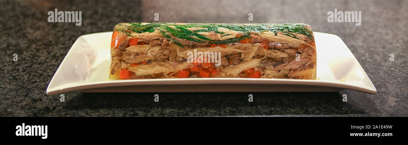Home cooked  terrine of chicken and tarragon Stock Photo