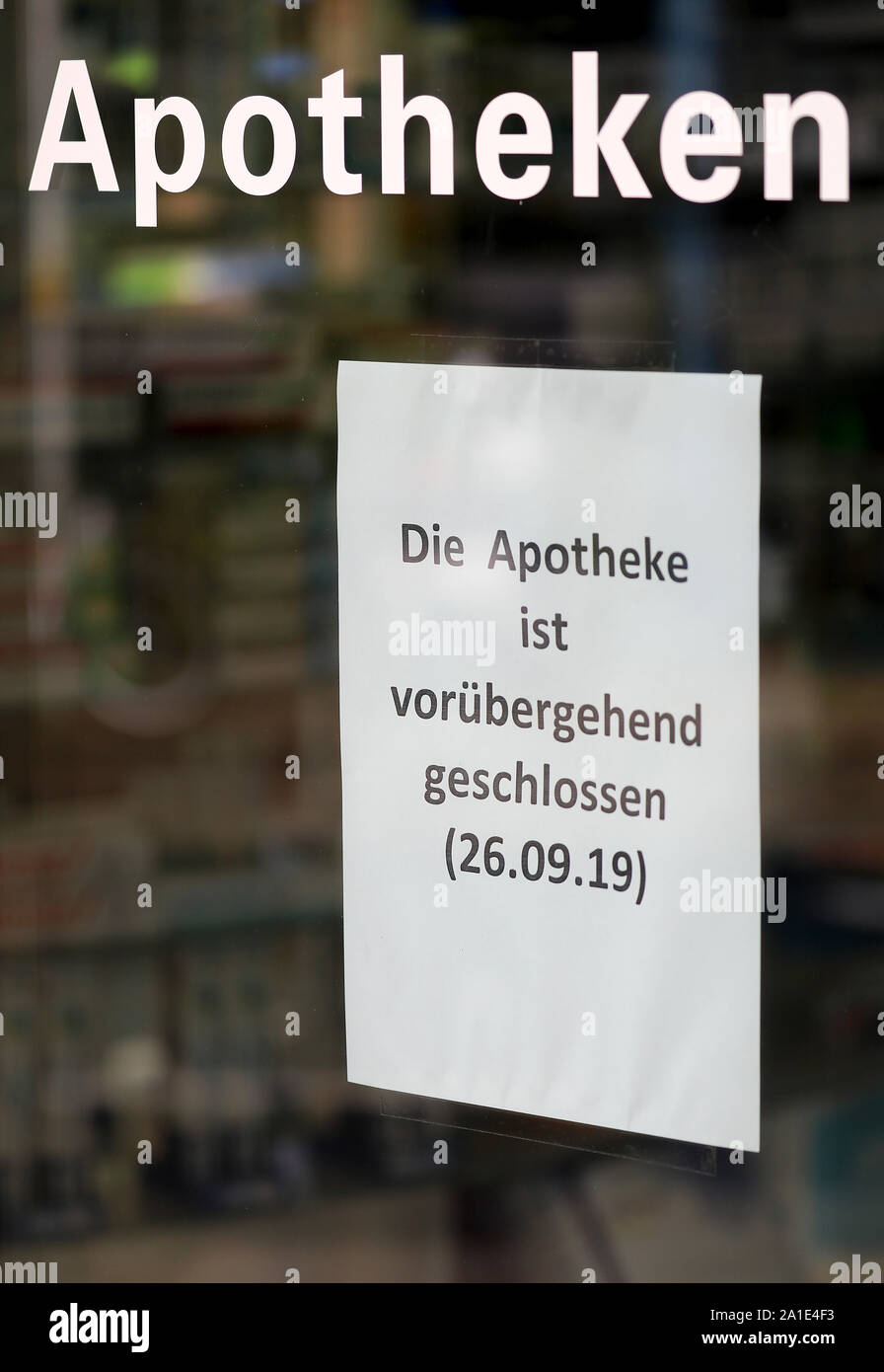 Cologne Germany 26th Sep 2019 A Sign The Pharmacy Is