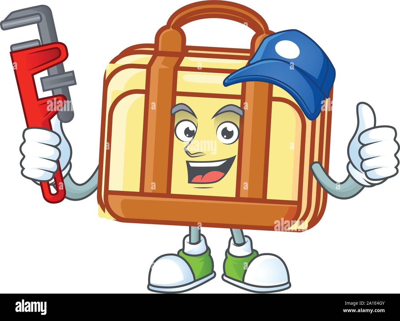 Plumber work suitcase character on white background Stock Vector