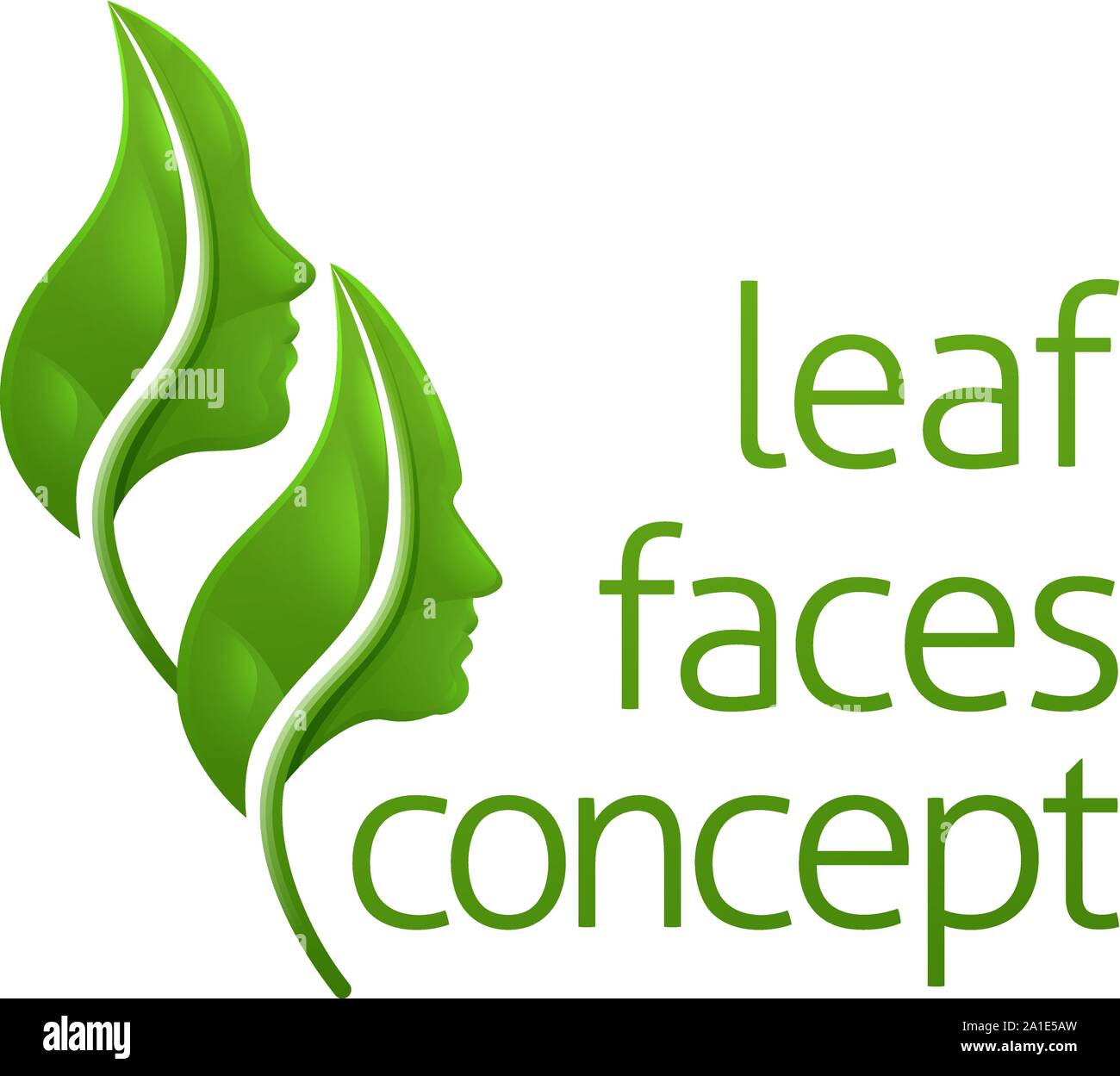 Optical Illusion Leaf Faces Concept Stock Vector