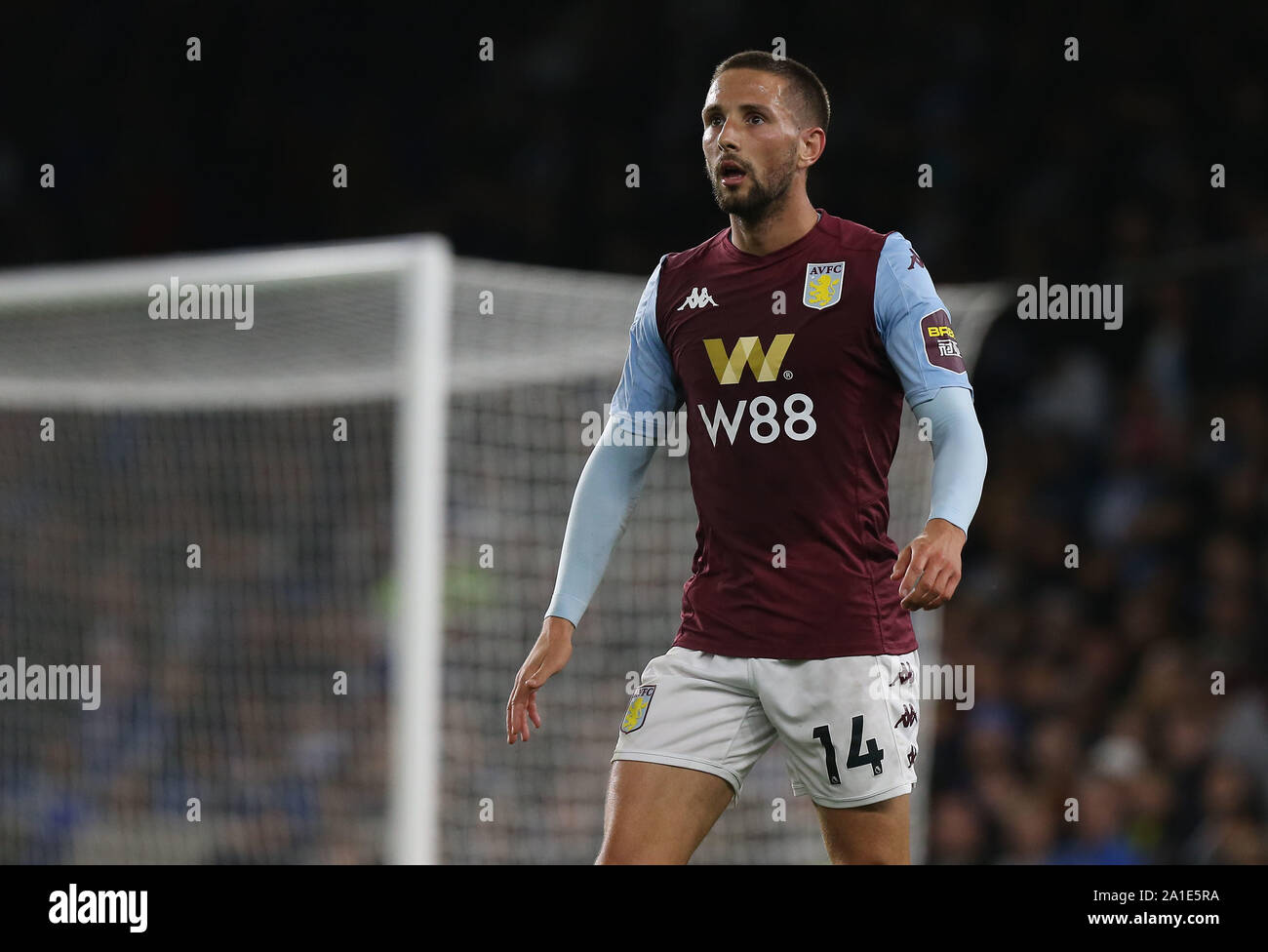 Brighton, UK. 25 September 2019 Villa's Conor Hourihane during the Carabao Cup third round match  between Brighton & Hove Albion and Aston Villa at the American Express Community Stadium in Brighton. Credit: James Boardman/TPI/ Alamy Live News Stock Photo