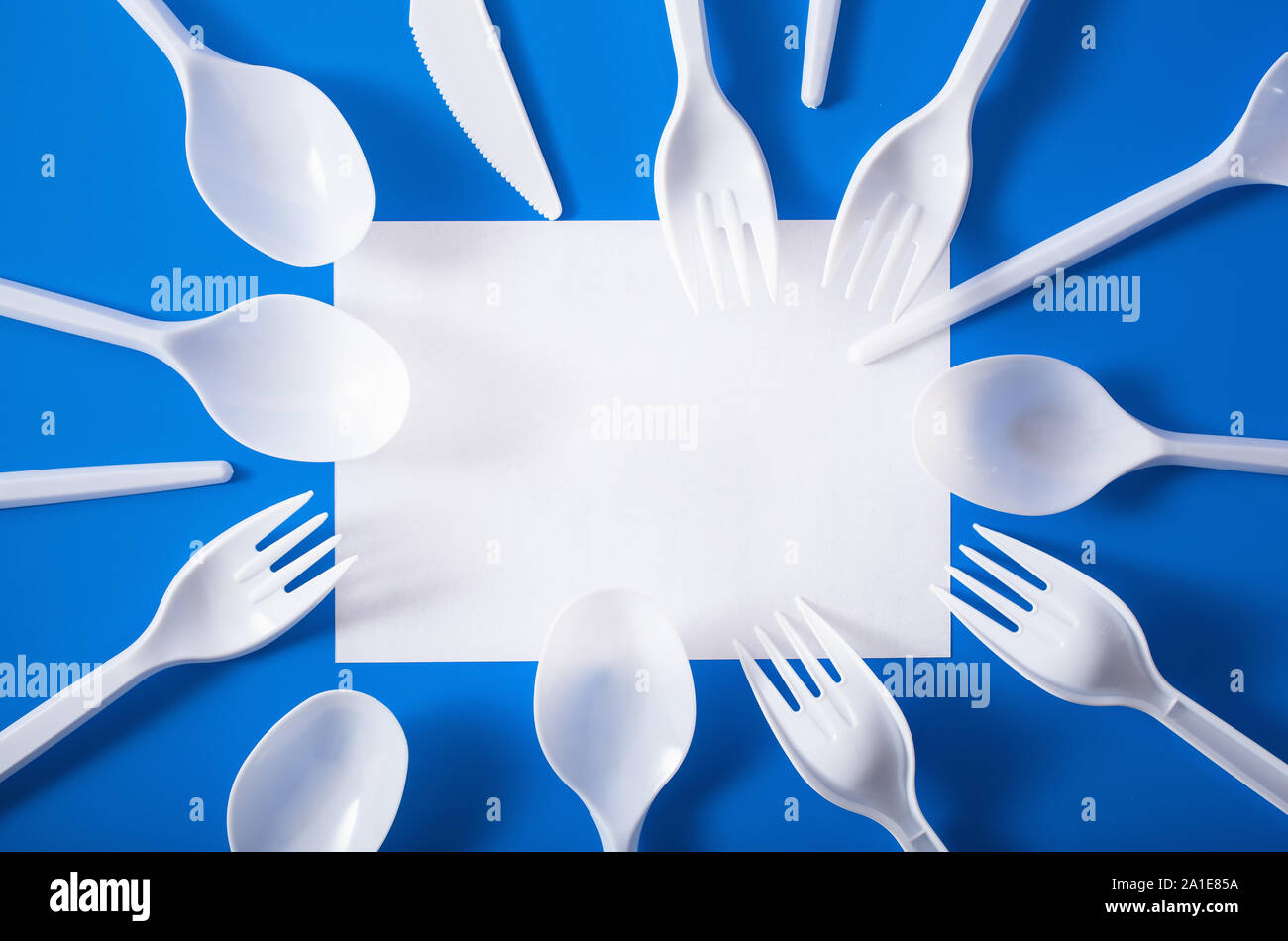 single use plastic forks, spoons. concept of recycling plastic, plastic