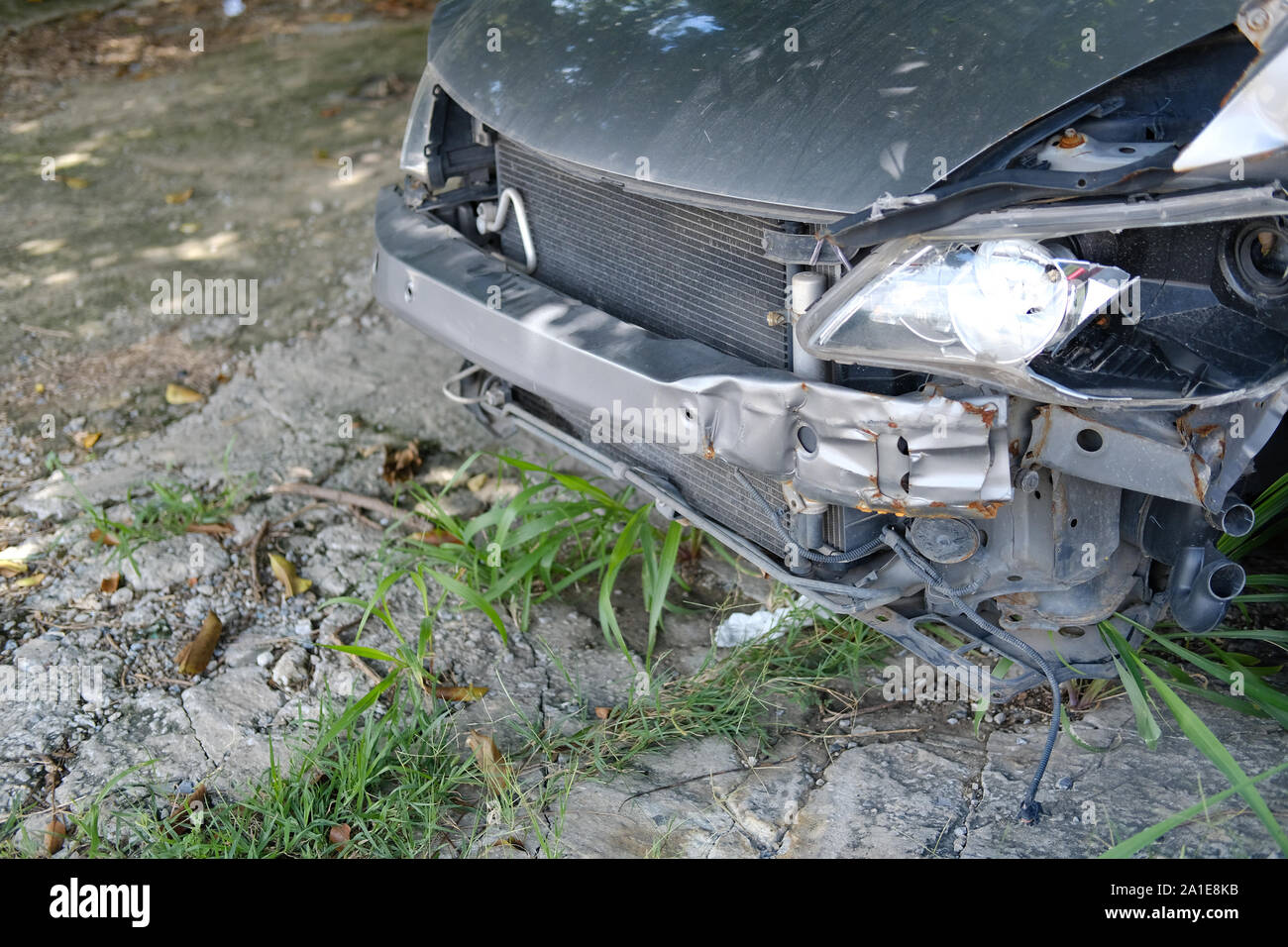crashed damaged broken car. automobile crash collision accident Stock ...