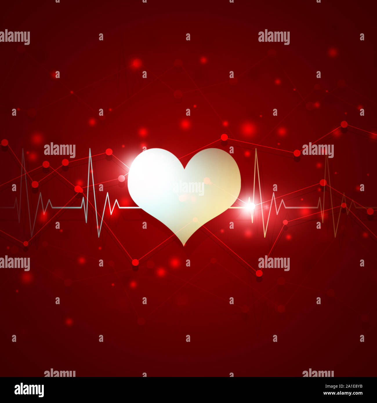 heart pulsating rhythm graph red dark background Stock Photo - Alamy