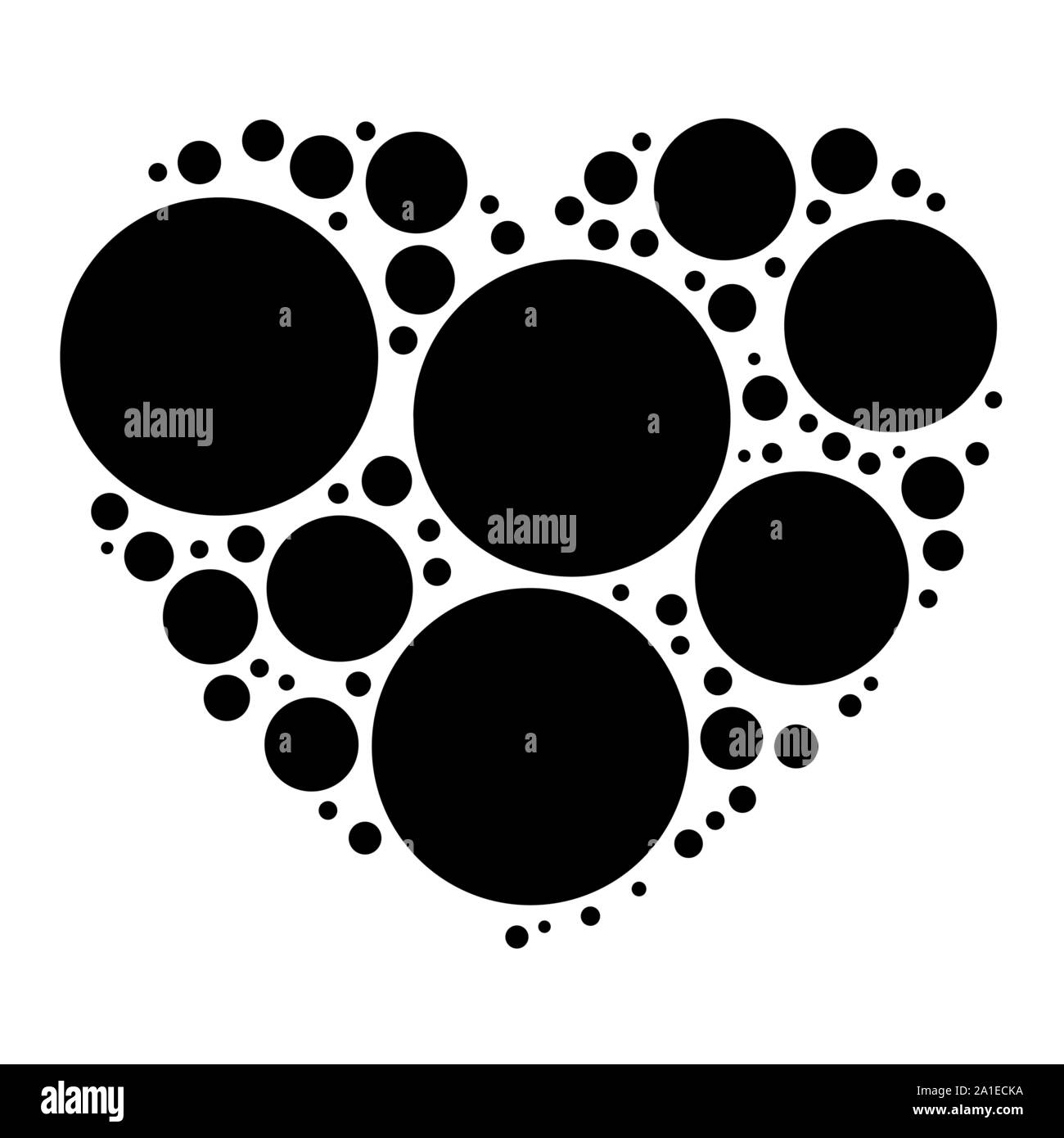 Unique heart element. Heart made of circles. Clip-art for love, affection, marriage heart health concepts Stock Vector