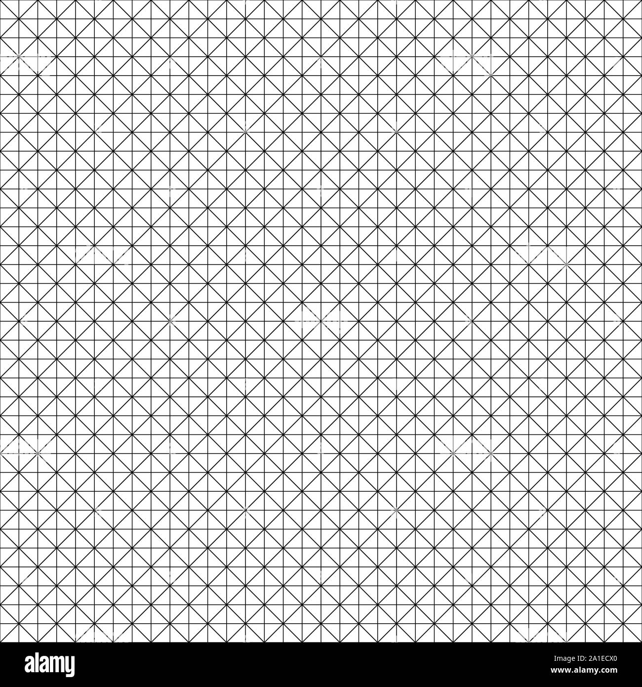 Seamlesly repeatable diagonal, oblique, slanting lines graph paper pattern. Slope, skew grid, mesh. Draft, drawing, plotting paper pattern, texture Stock Vector