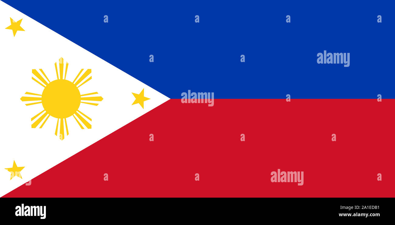 National flag of Philippines. Philippines flag official standard proportion, color mode RGB Stock Photo