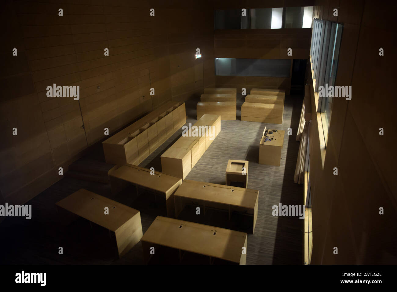 THE HAGUE - View from inside the former ICC (International Criminal Court) in the Binckhorst area. Stock Photo