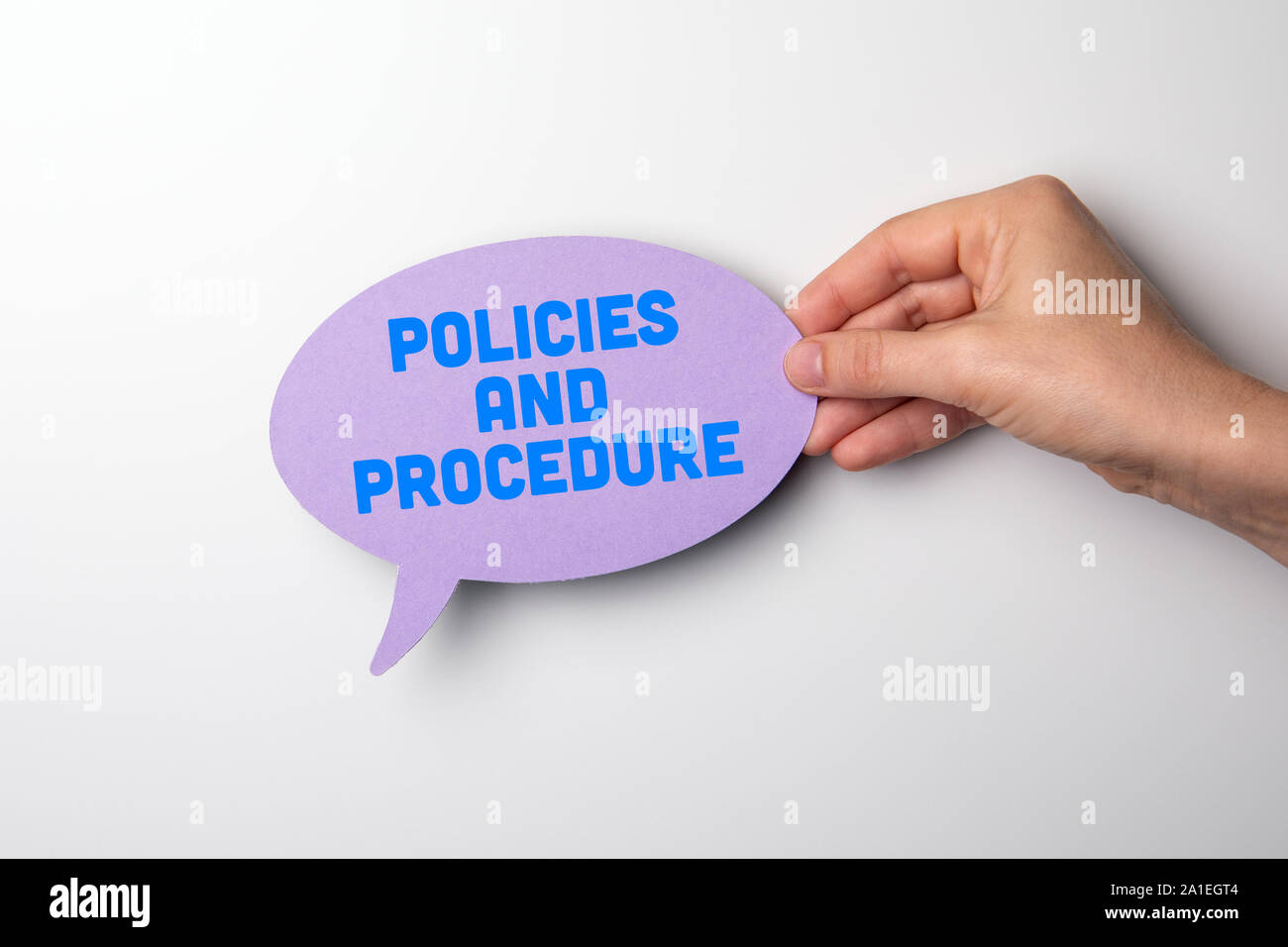 Policies and Procedure concept. Speech bubble Stock Photo