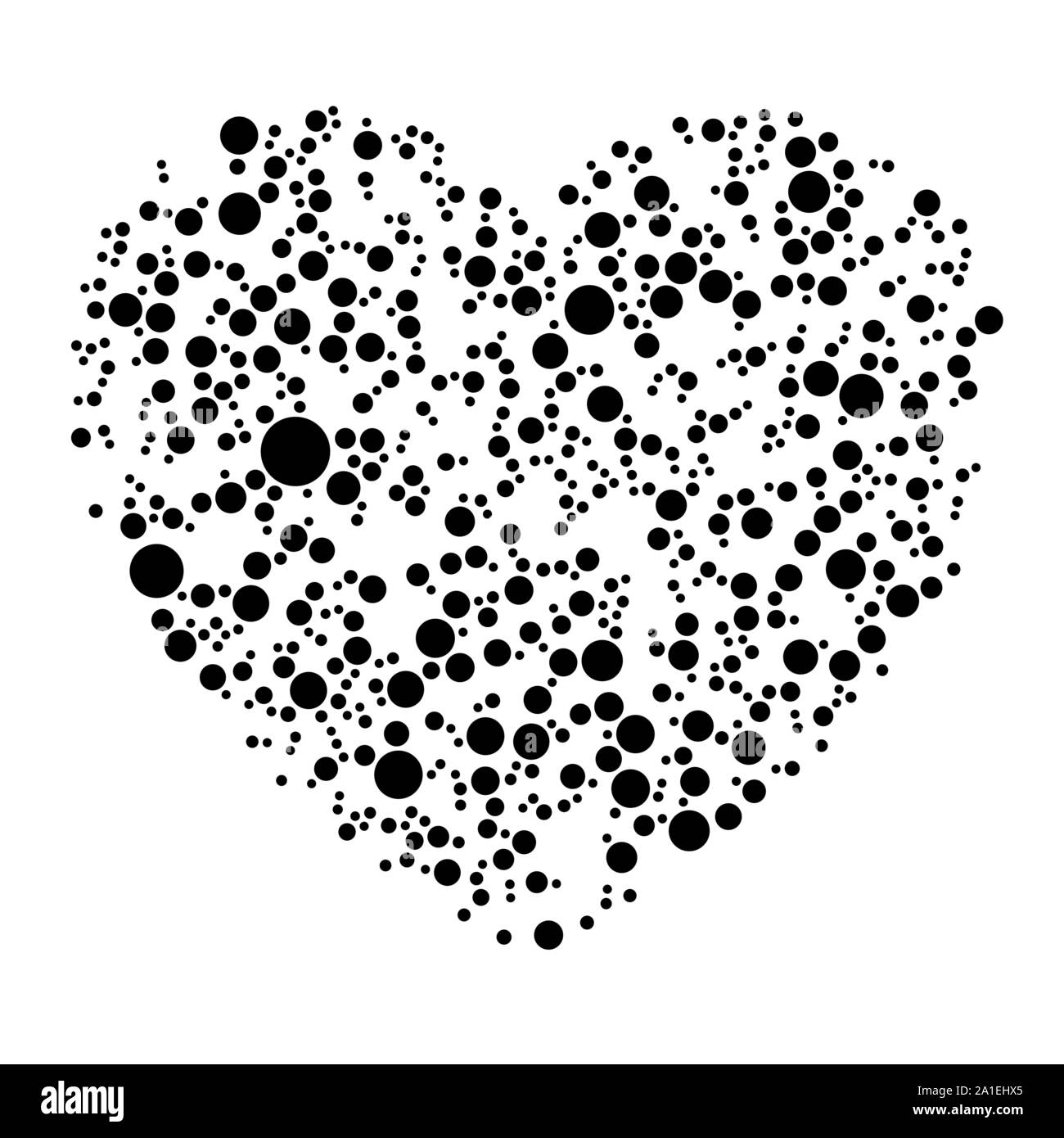 Unique heart element. Heart made of circles. Clip-art for love, affection, marriage heart health concepts Stock Vector