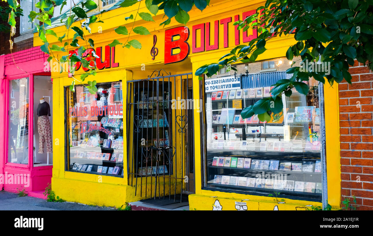 Colourful Boutiques, Mont Royal Avenue, Montreal Stock Photo