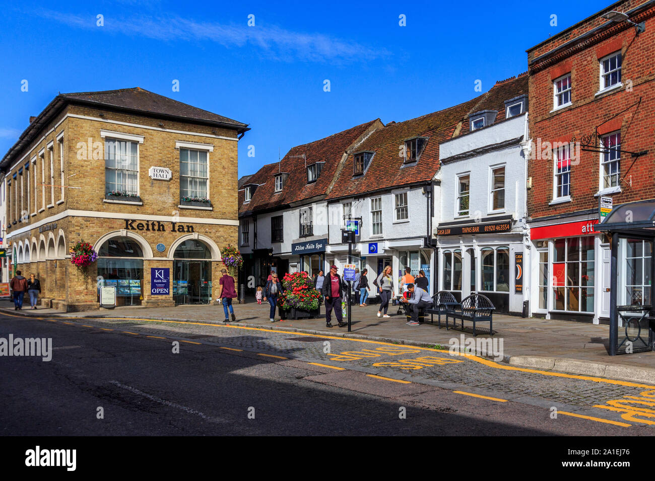 ware town centre high street , river lea navigation, hertfordshire, home counties, southern