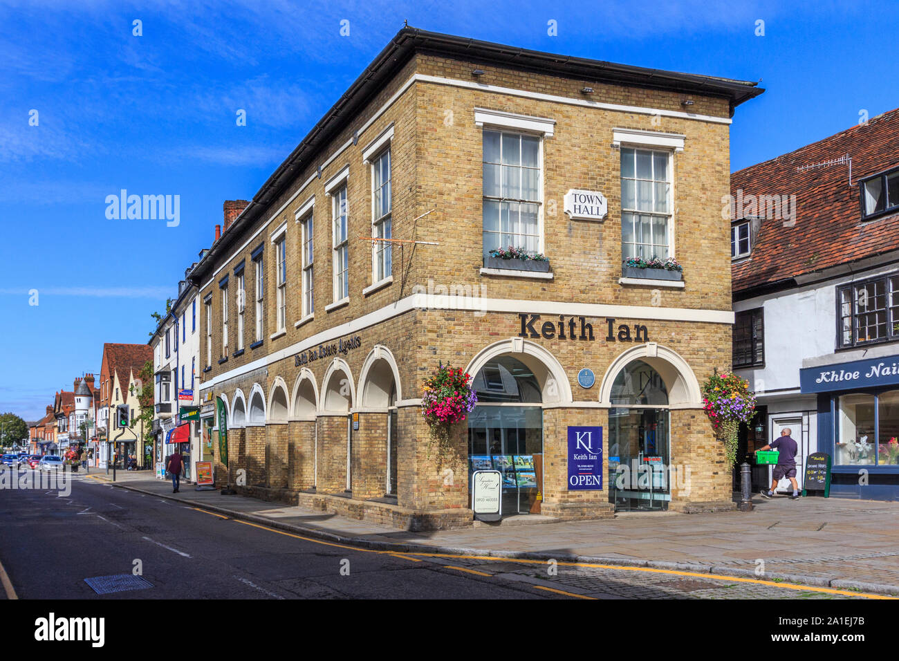 ware town centre high street , river lea navigation, hertfordshire