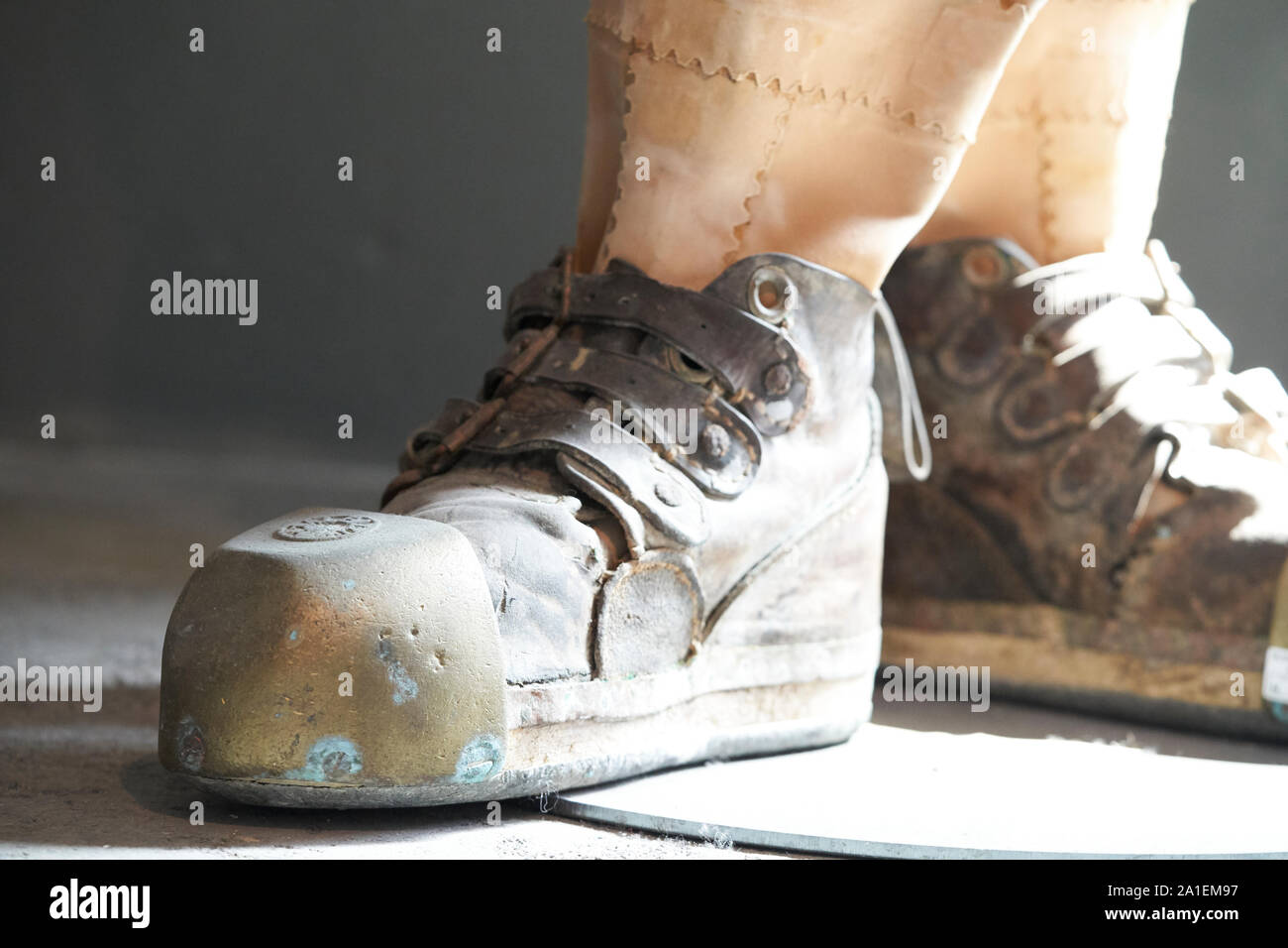 a pair of old diving shoes Stock Photo