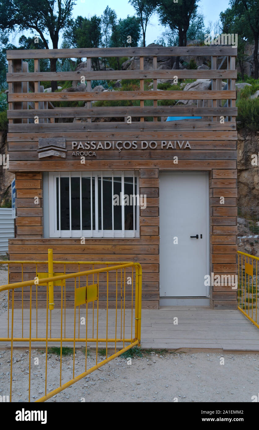 Passadiços do Paiva kiosk and information desk. Arouca, Portugal Stock Photo