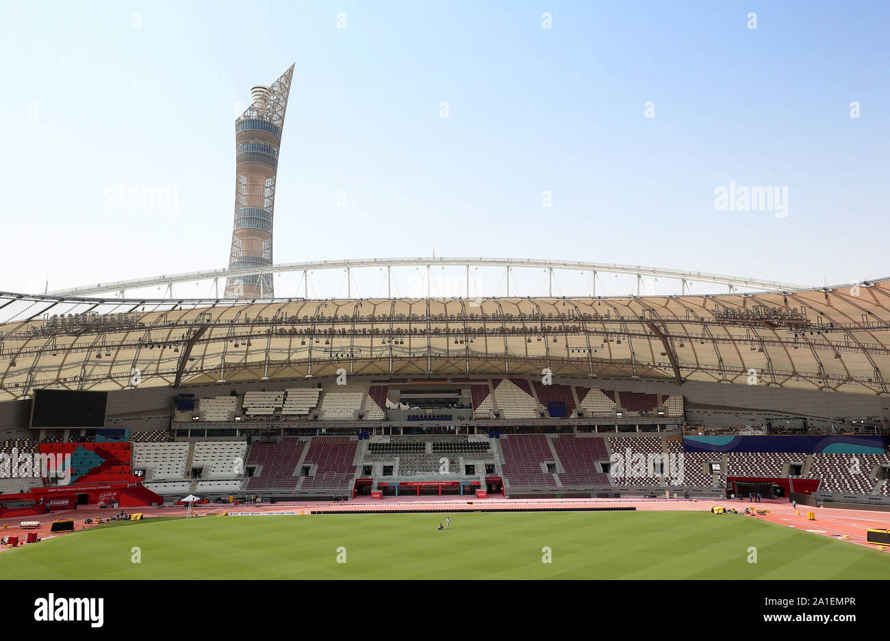 A general view of the Khalifa International Stadium ahead of the 2019 ...