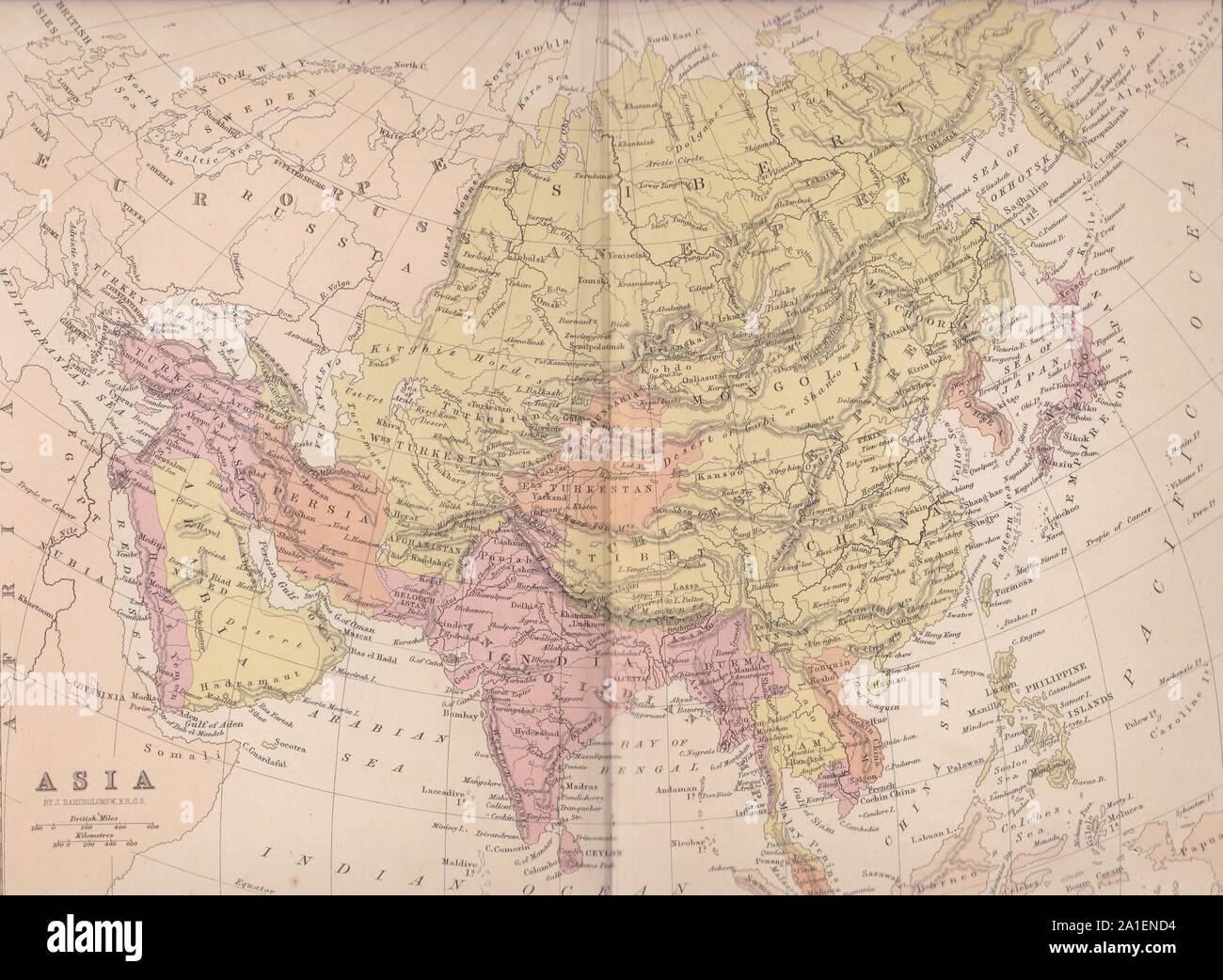 Book plate of Asia Antique Map 1800s Stock Photo Alamy