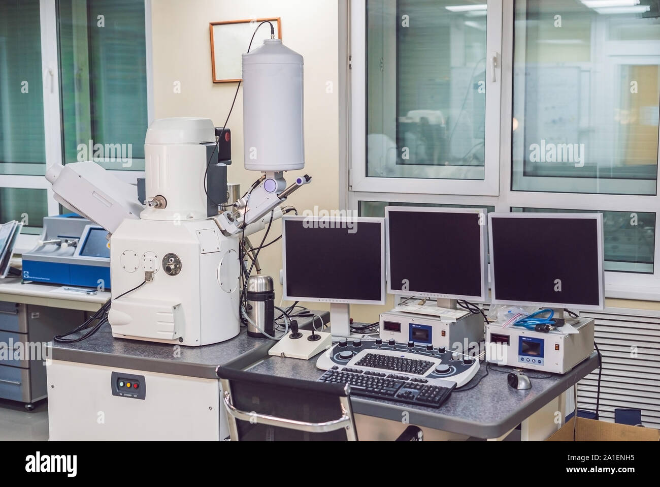 Scanning electron microscope microscope in a physical lab Stock Photo